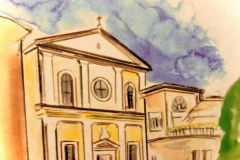Acquerelli delle chiese Santa-Maria-Maddalena-Treviso